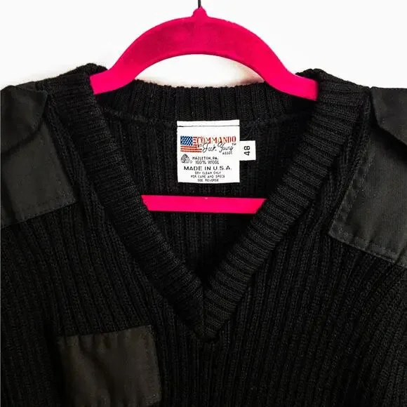 Vintage Commando Military Sweater Wool Men’s Large Black Made in USA USMC Style - Picture 2 of 11